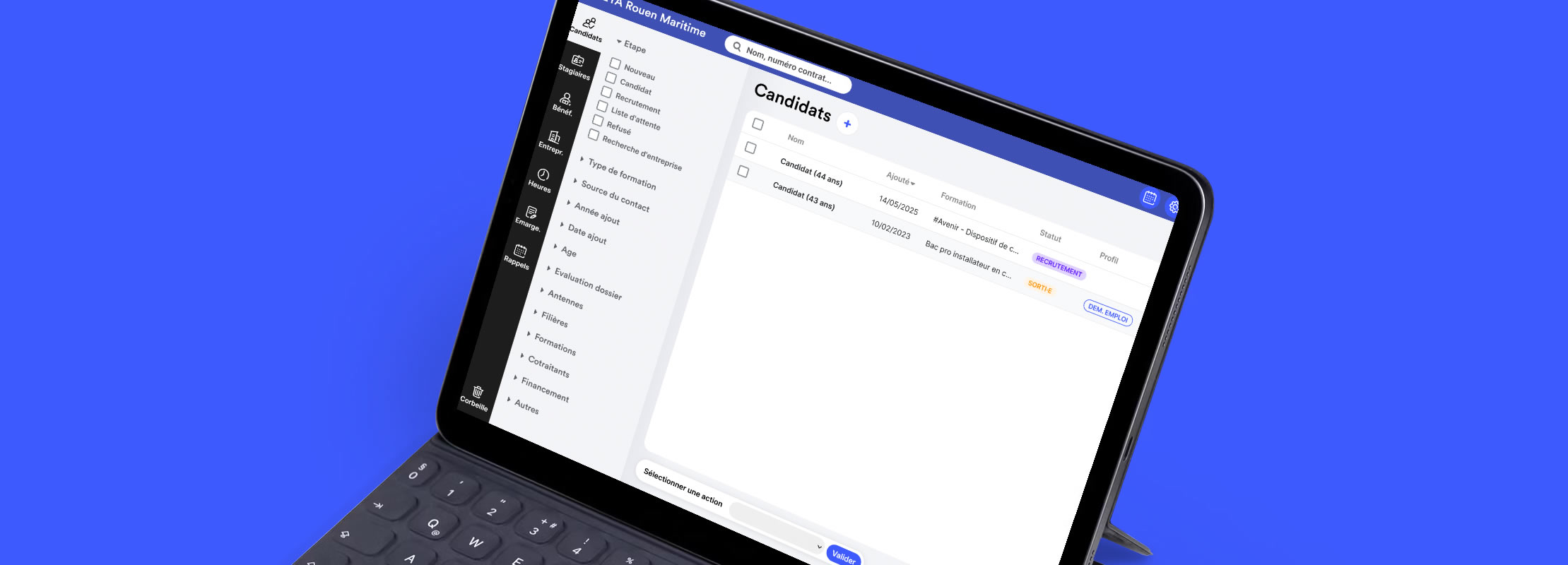 Application GRETA de gestion administrative tudiante avec suivi candidatures et intgration Azure AD Google Workspace