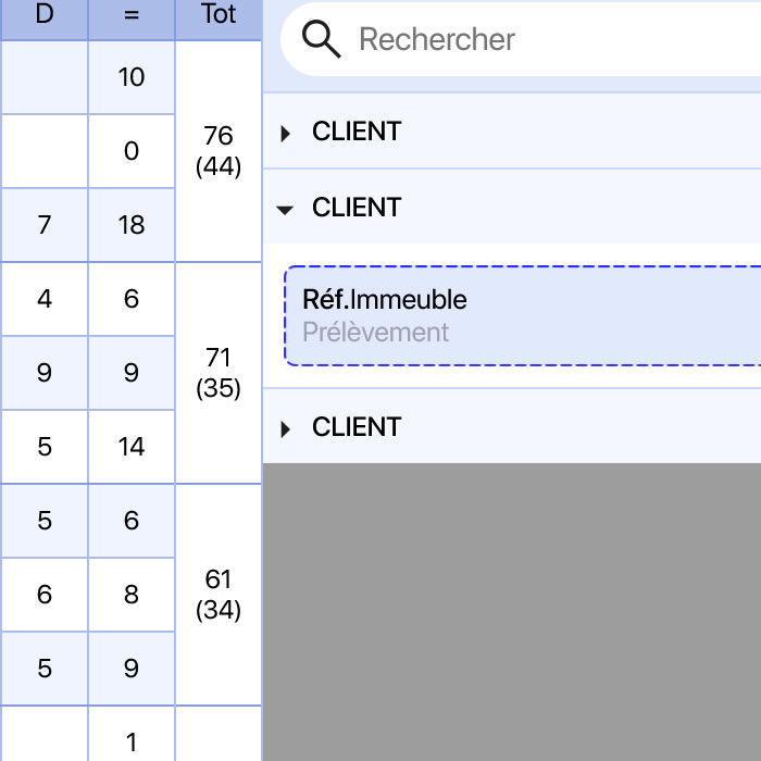 Interface planning  deux volets Socolab avec techniciens type Outlook  gauche et interventions drag & drop  droite