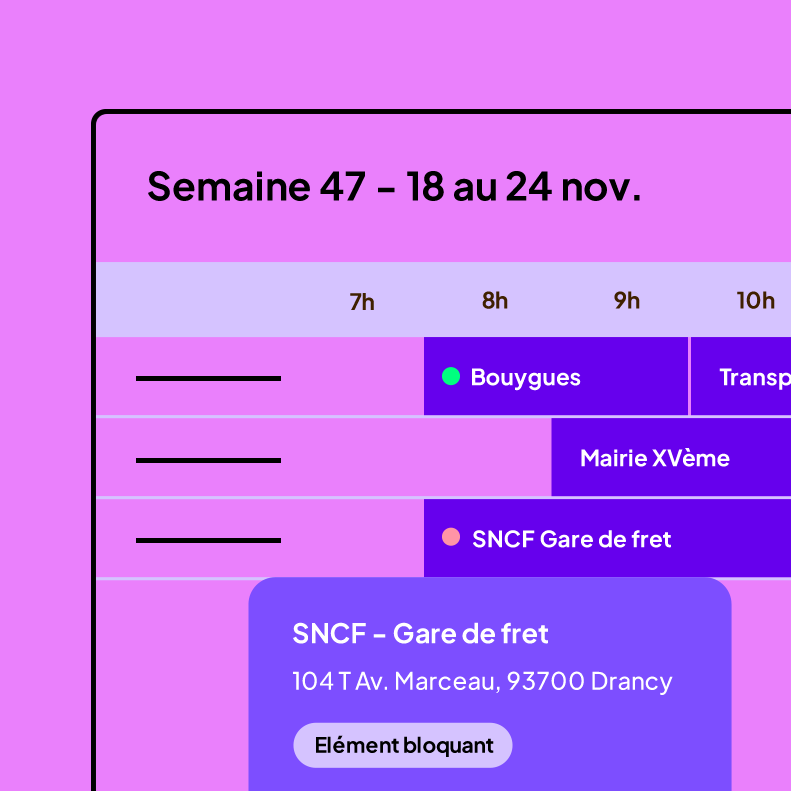Interface de planning techniciens avec vue calendrier type Outlook et systme drag and drop pour les interventions
