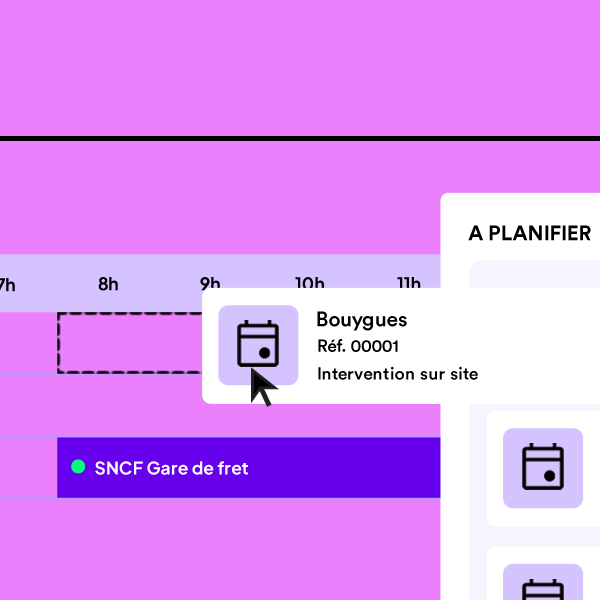 Interface de planning techniciens avec vue calendrier type Outlook et systme drag and drop pour les interventions
