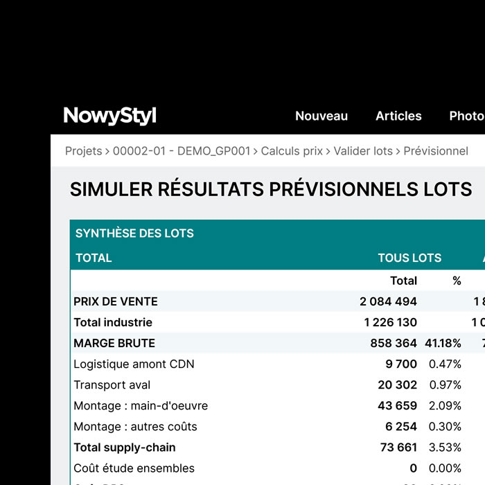 Calcul prix de revient rel complet intgrant production usine transport livraison et installation mobilier professionnel