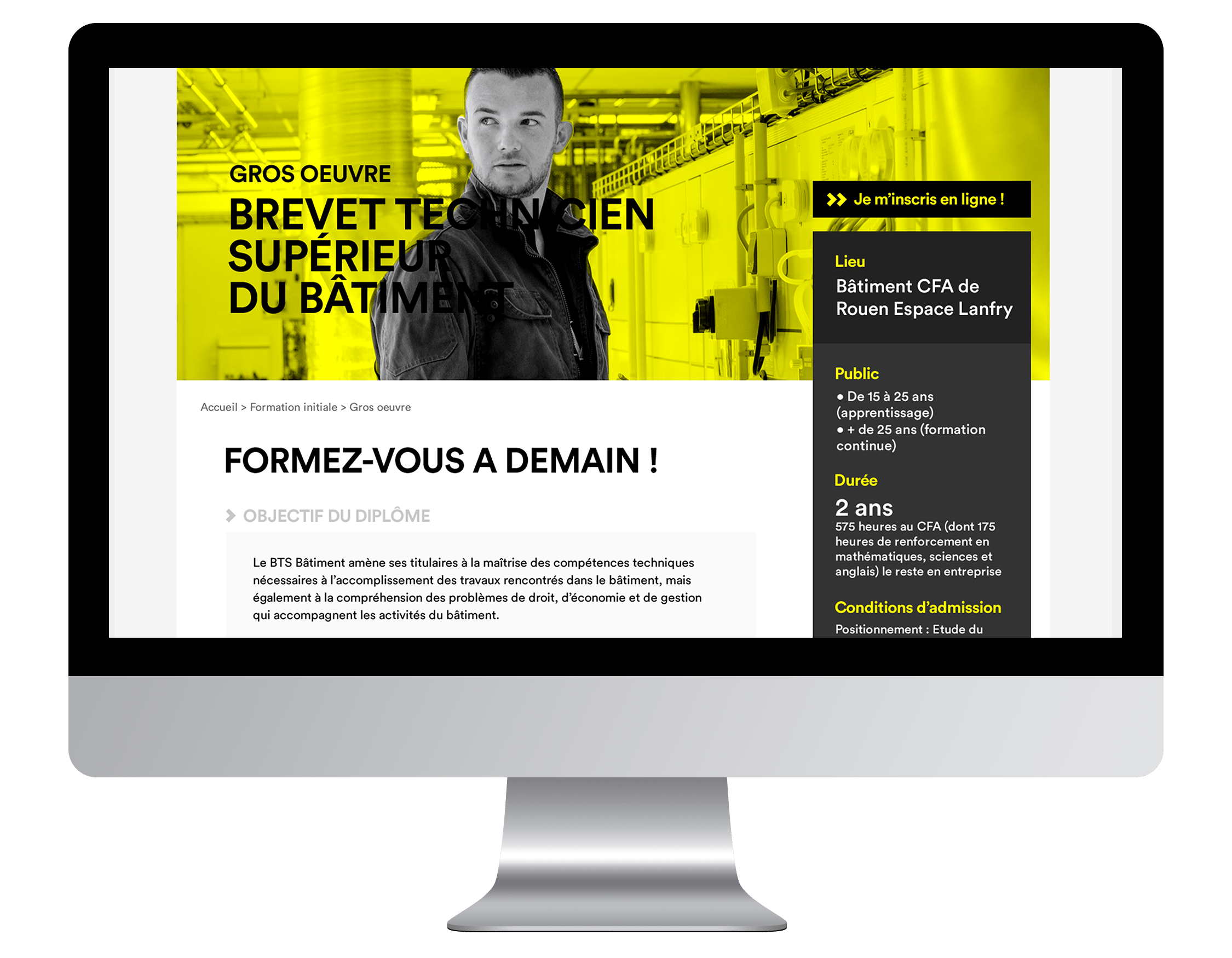 Site internet responsive sur mesure Batiment CFA normandie